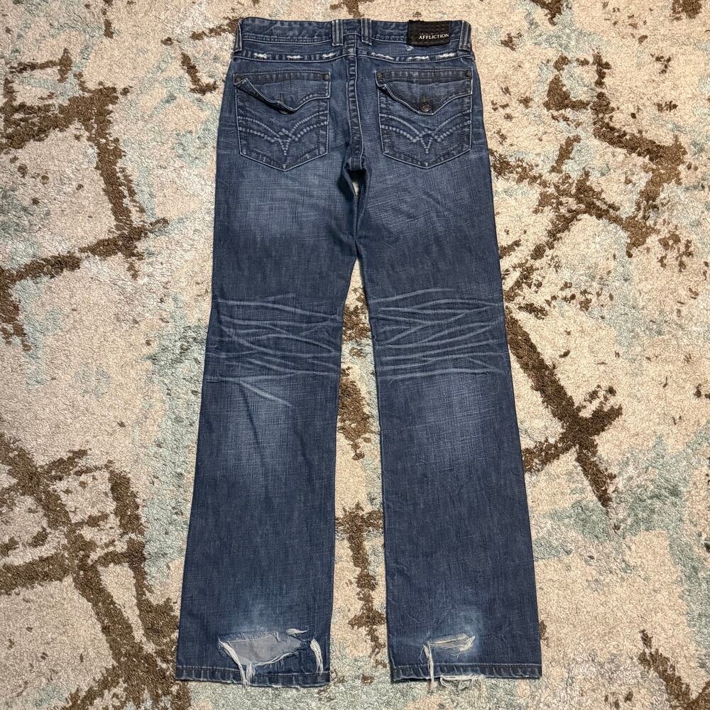 Affliction Cooper Relaxed Bootcut Jeans Size 32x34 Y2K Distressed
